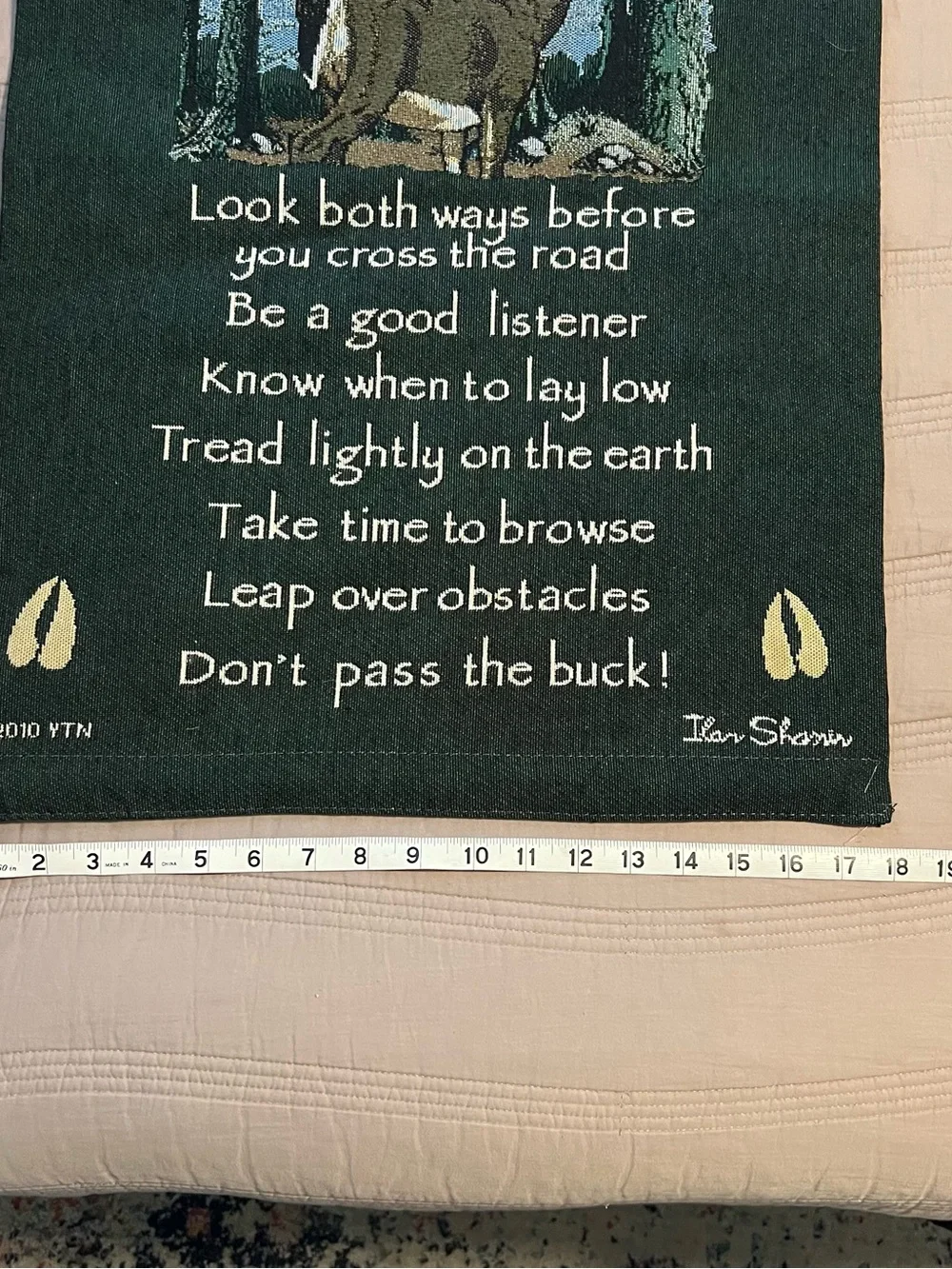Advice from a Deer Wall Hanging Tapestry Forest Green Your True Nature 2011